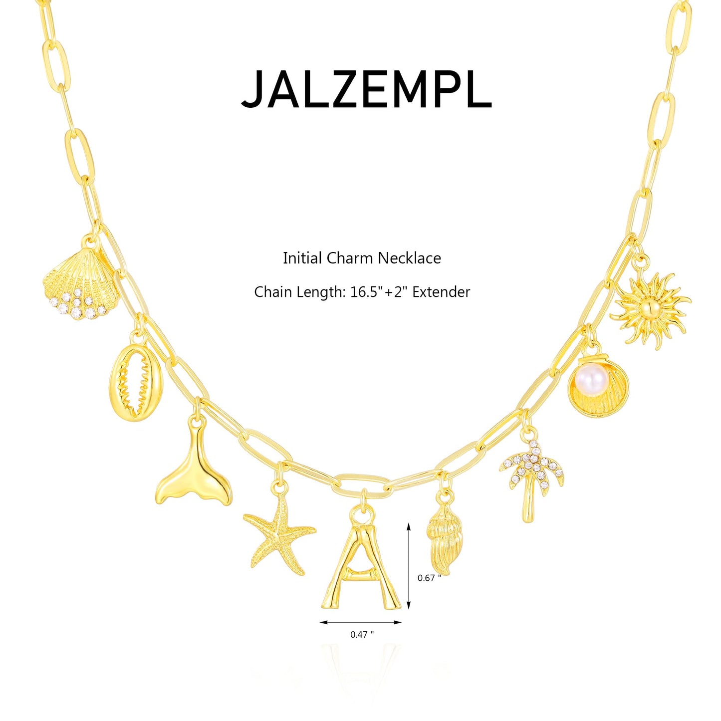 JALZEMPL Initial Charm Necklaces For Women Shell Letter Paperclip Chain Seashell Starfish Beach Summer Pendant Boho Surfer 14K Gold Plated Jewelry Gift (G)