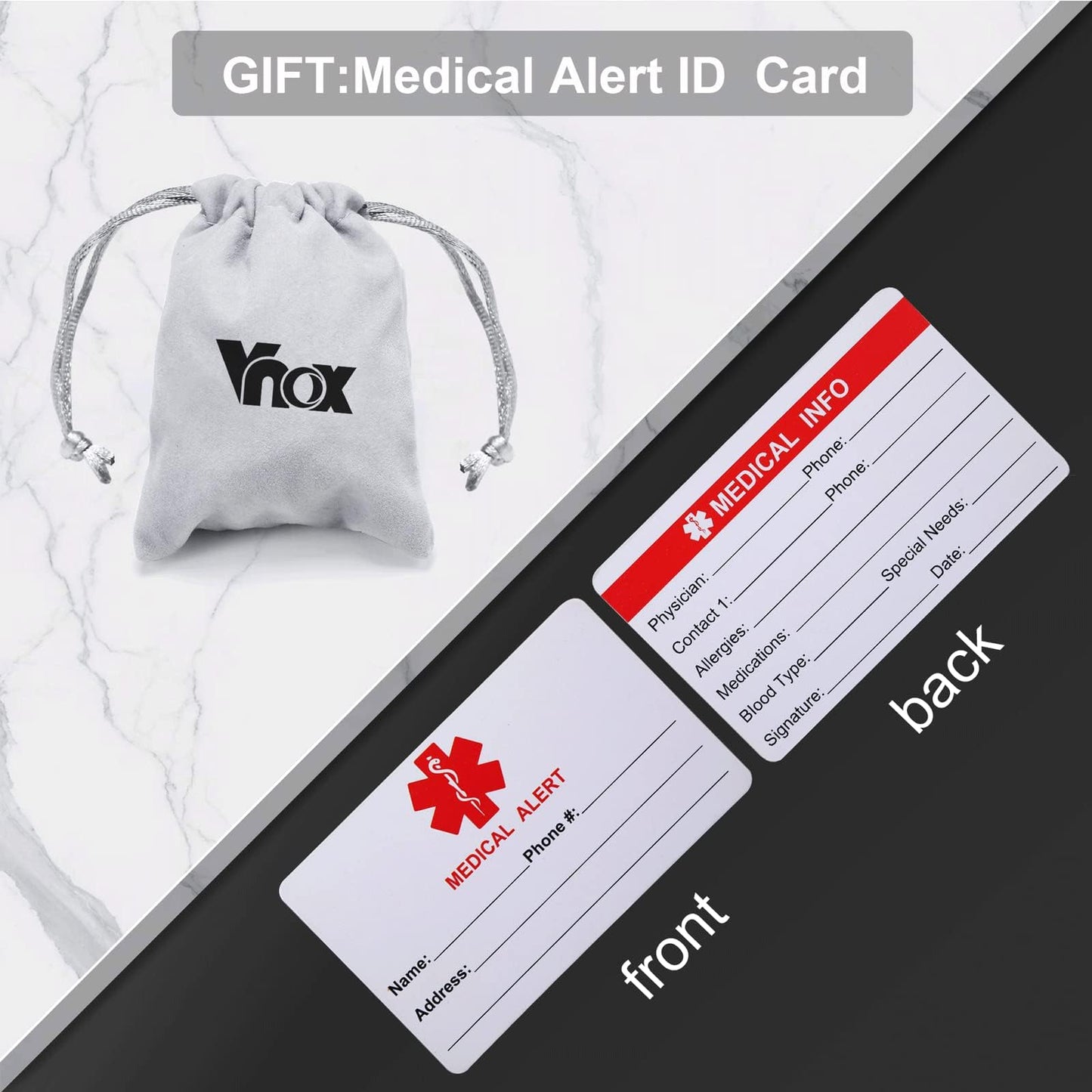 VNOX BLOOD THINNER Medical Alert ID Bracelet for Men Women - Silicone Rubber Stainless Steel Adjustable Bracelet for Unisex
