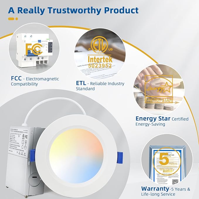 12 Pack Recessed Lighting 4 inch, 3000K Ultra-Thin LED Canless Recessed Lighting, Retrofit Dimmable Recessed Lights, 1200LM 12W=150W Wafer Lights - ETL & Energy Star Certified