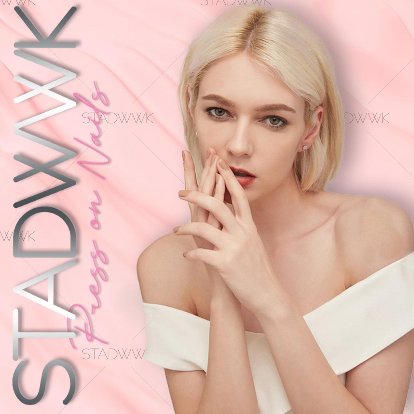 Glitter Press on Nails Short Square Fake Nails with Shell Starfish Pearl Rhinestones Designs Nails Press ons Blue Nude Ombre Glue on Nails Cute Artificial Nails Summer Stick on Nails for Women 24Pcs