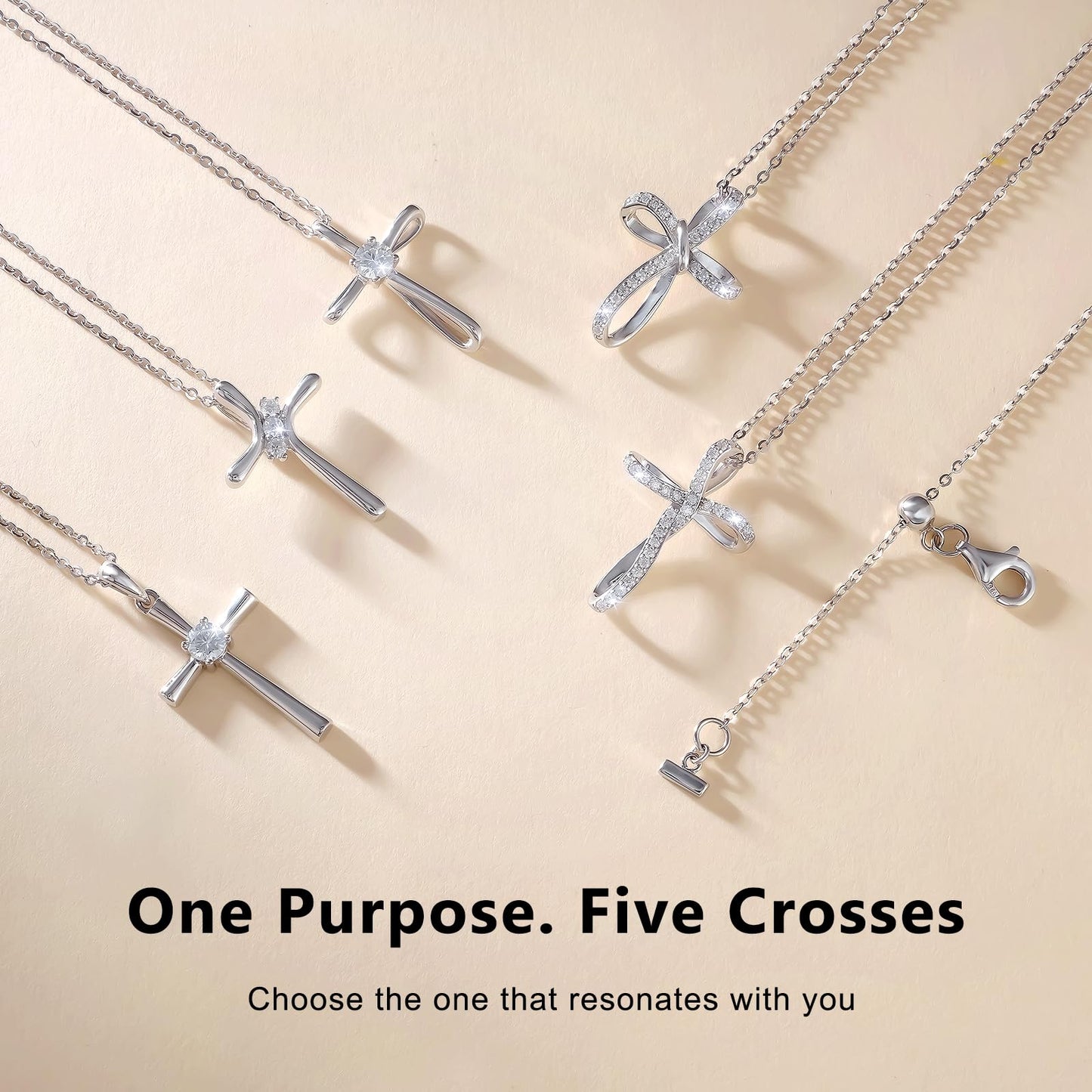 KRKC&CO Moissanite Cross Necklace for Women: D Color VVS1 0,09ct, 925 Vermeil Sterling Silver, Hypoallergenic Petite Pendant, Luxury Gifts for Birthday Anniversary Wedding, Gift Box with Handles