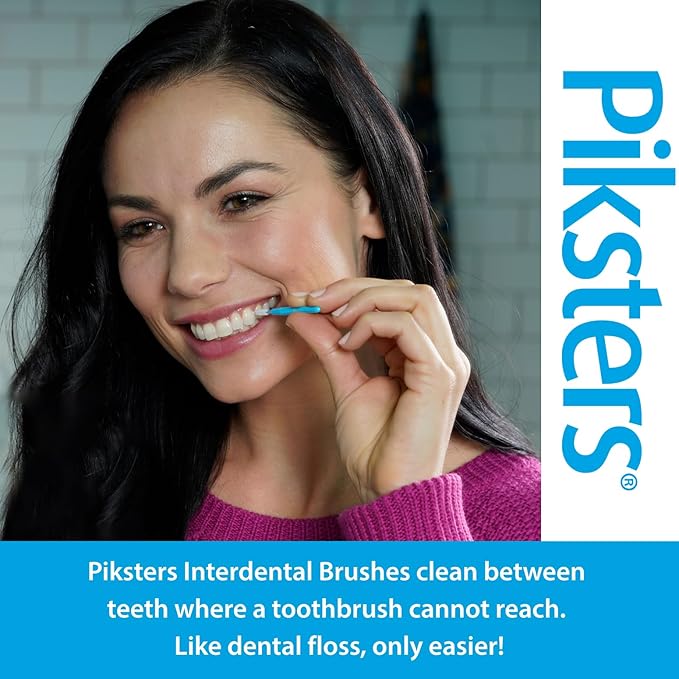 Piksters Interdental Brushes, 35 pk, Size 4, Interdental Tooth Brush for Medium Gaps, Gum Soft Bristles for Plaque Removal, Safe for Braces