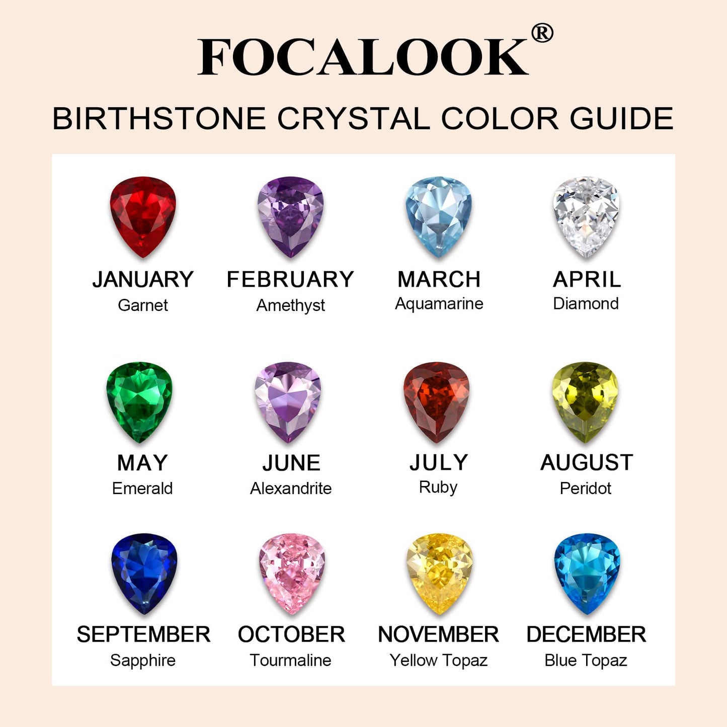 FOCALOOK 925 Sterling Silver Pear Birthstone Pendant Necklace for July Women Simulated Ruby Birthday Jewelry Adjustable