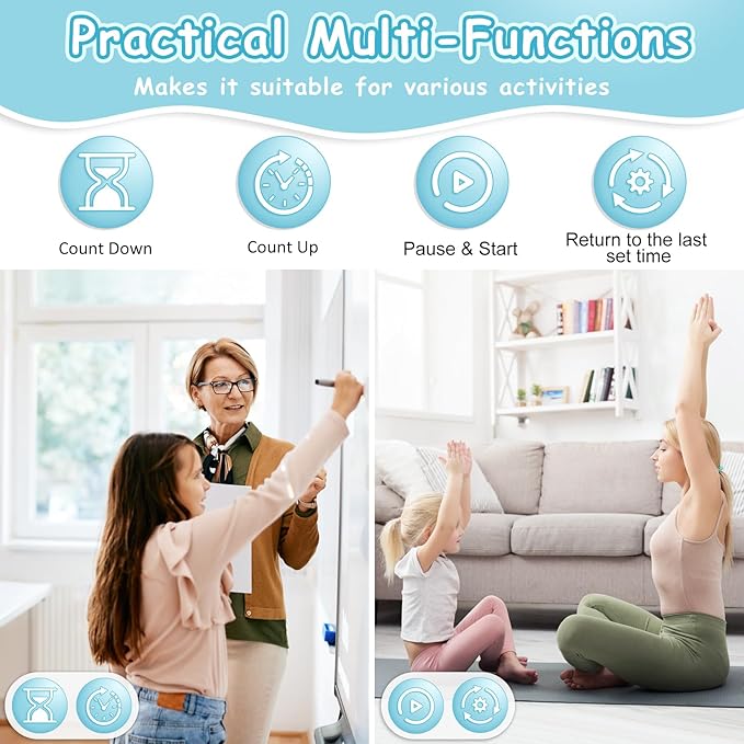 Visual Timer, 99 Minute Digital Kitchen Desk Timer for Office Supplies Home Productivity Management Tool Countdown Count Up, White