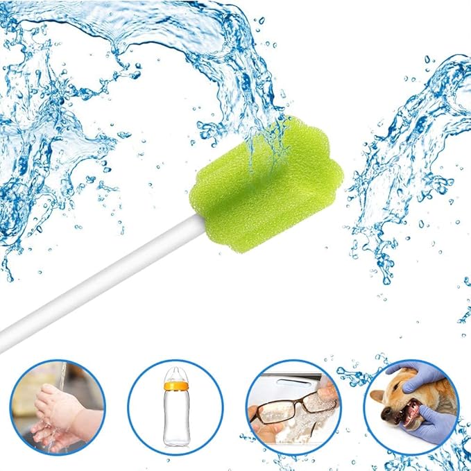 Wellgler's Disposable Oral Swabs,Mmouth Swabs for Elderly (50 green)