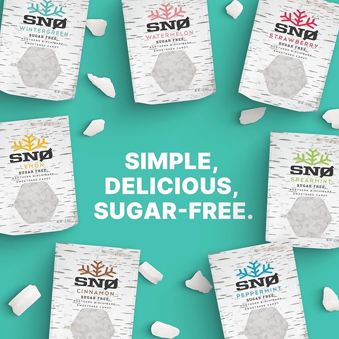 Wintergreen KETO Xylitol Candy Chips (3-Pack) - SNØ 1.5oz Tin - Sugar-Free Candy With Only 2 Ingredients | Low Carbs, Diabetic-Friendly, Non-GMO, Vegan, GF & Kosher | Purest candy in the world