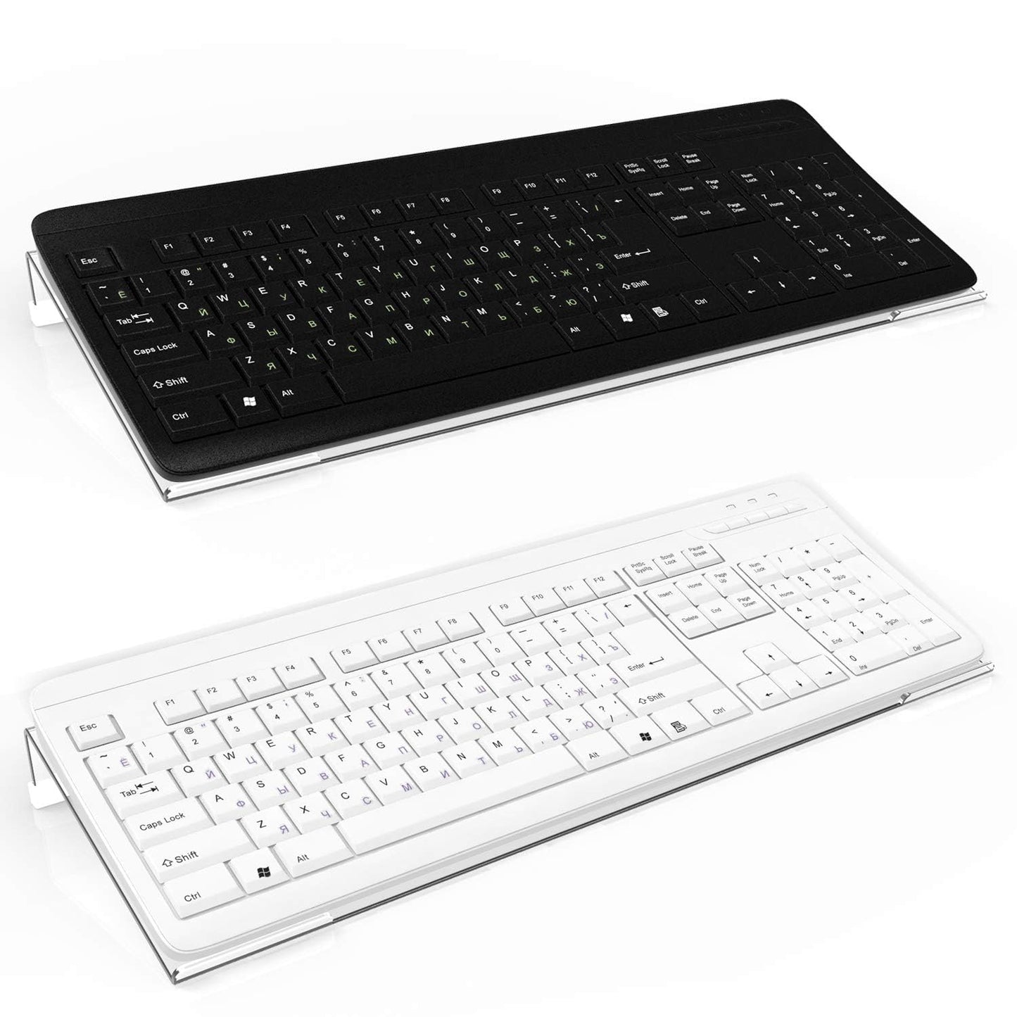 Richboom Clear Acrylic Tilted Computer Keyboard Holder for Easy Ergonomic Typing, Upgraded Version, Keyboard Stand with Silicone Anti-Slip Case for Office Desk, Home, School, Clear