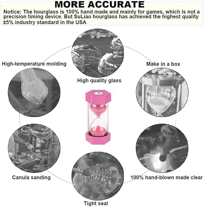 Sand Timer 1 Minute Hourglass SuLiao: Unbreakable Pink Sand Watch 1 Minuto, Small Sand Clock One Minute, Plastic Hour Glass Timer for Kids, Games, Classroom, Kitchen, Decor