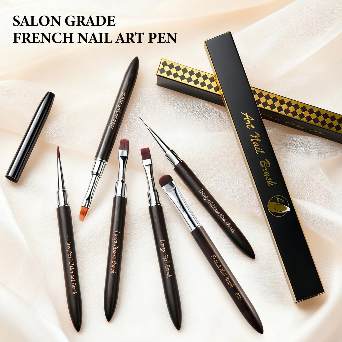 Lucoffeoi 12mm Nail Liner Acrylic Brush for French Tips-Precision Striper Brush for Nail Art