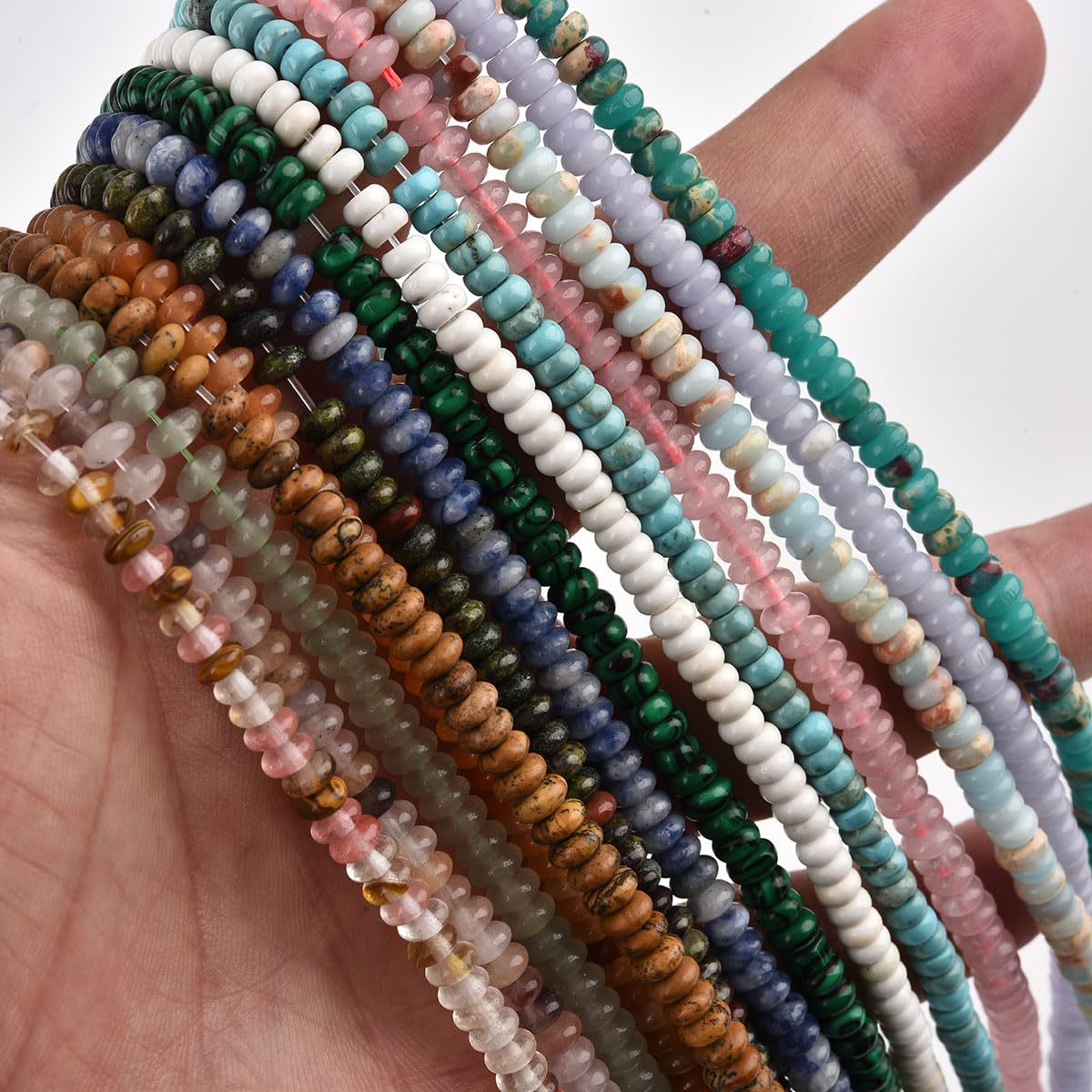 165pcs 4x2mm Natural Green Jade Disk Rondelle Spacer Stone Semi Precious Gemstone Loose Beads for Jewelry Making 15 Inch