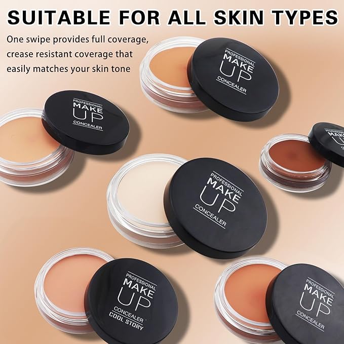 Under Eye Concealer for Dark Circles with Primer,Pot Concealer Full Coverage Tattoo Cover up Makeup,Nourishing and Moisturizing,Cruelty-free(04 Light)