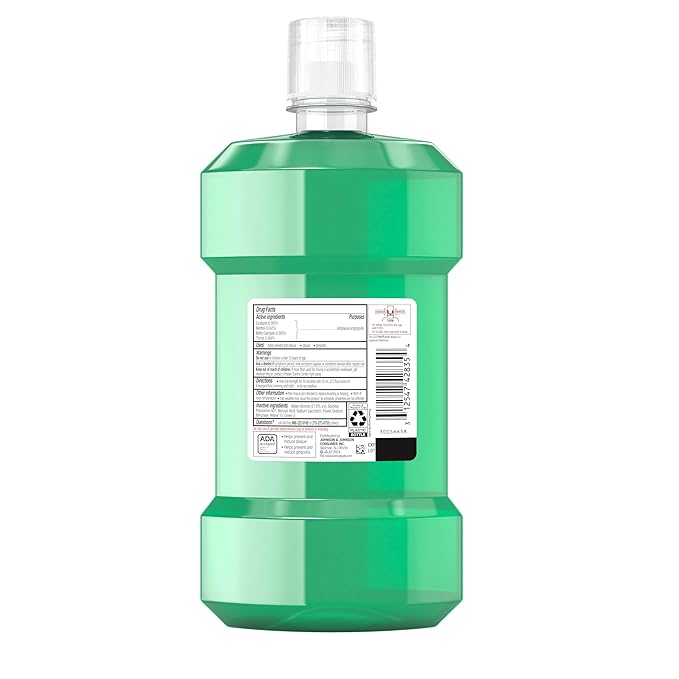Listerine Freshburst Antiseptic Mouthwash for Bad Breath, Kills 99.9% of Bad Breath Germs & Fights Plaque & Gingivitis, ADA Accepted Mouthwash, Spearmint, Convenience Pack, 2 x 1 L