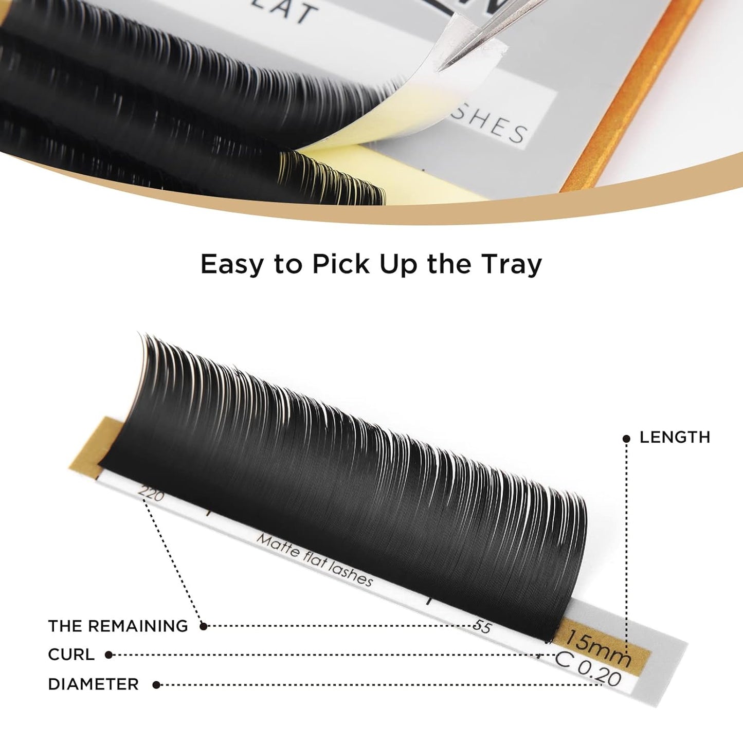 LASHVIEW Eyelash Extensions,Ellipse Flat Eyelash Extensions 0.15mm D Curl 10mm, Black,Individual Lashes,Super Matte Extremely Soft Professional Salon Use