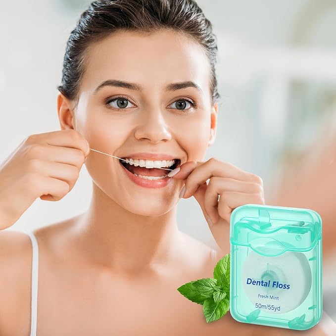 Mimorou 60 Pack Dental Floss Bulk Mint Flavored 50m Each Travel Dental Floss Oral Care for Teeth and Gum Protection(Multicolor)