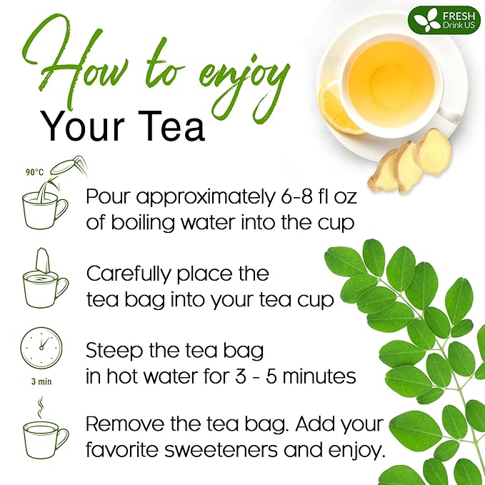 TOG999, Premium Moringa Ginger Peppermint Herbal Tea β 60 Tea Bags β Caffeine-Free, Plant-Based, Non-GMO, Naturally Refreshing Flavor, No Artificial Additives, No Sugar, No Gluten. Vegan