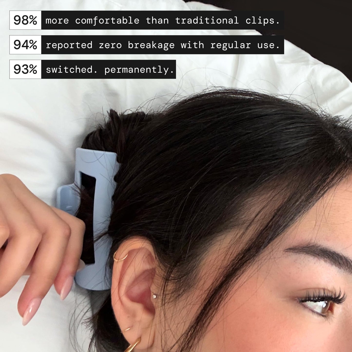 The Original Mello Hair Claw Clip Squishy Claw Clip Made in Korea Patent Pending 30021976 (Blue, Medium)