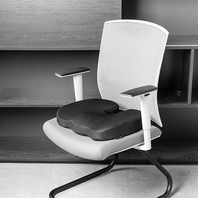 Amazon Basics Comfortable Seat Cushion for Office Chairs, Enhanced Memory Foam, Black