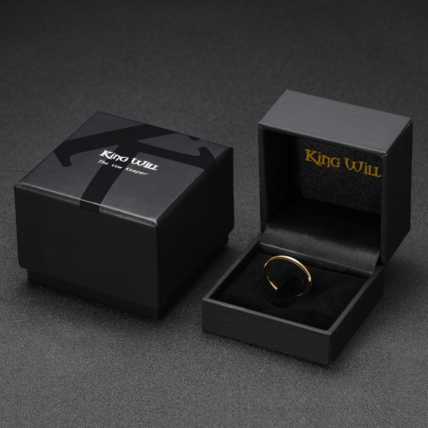 King Will 2mm Gold Tungsten Wedding Band Basic Wedding Ring For Men with Brushed Matte Surface Beveled Polished Edge Comfort Fit 14