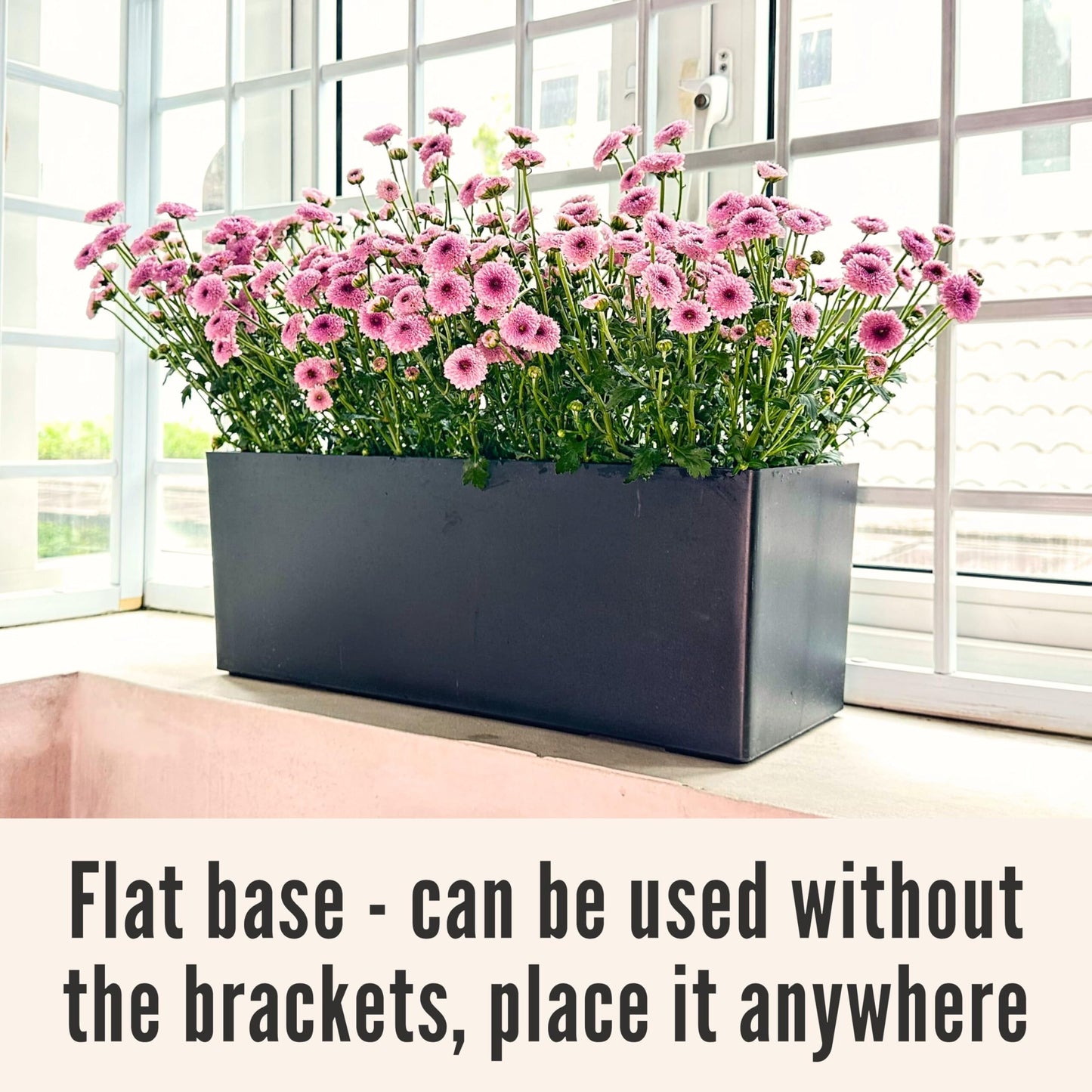 LaLaGreen Wall Planters for Indoor (2 Pack, 20 Inch) Black Self Watering Rectangular Window Planter Box Outdoor with Bracket Wall Mount Vertical Garden Balcony Herb Plant Holder Stylish Flower Pot