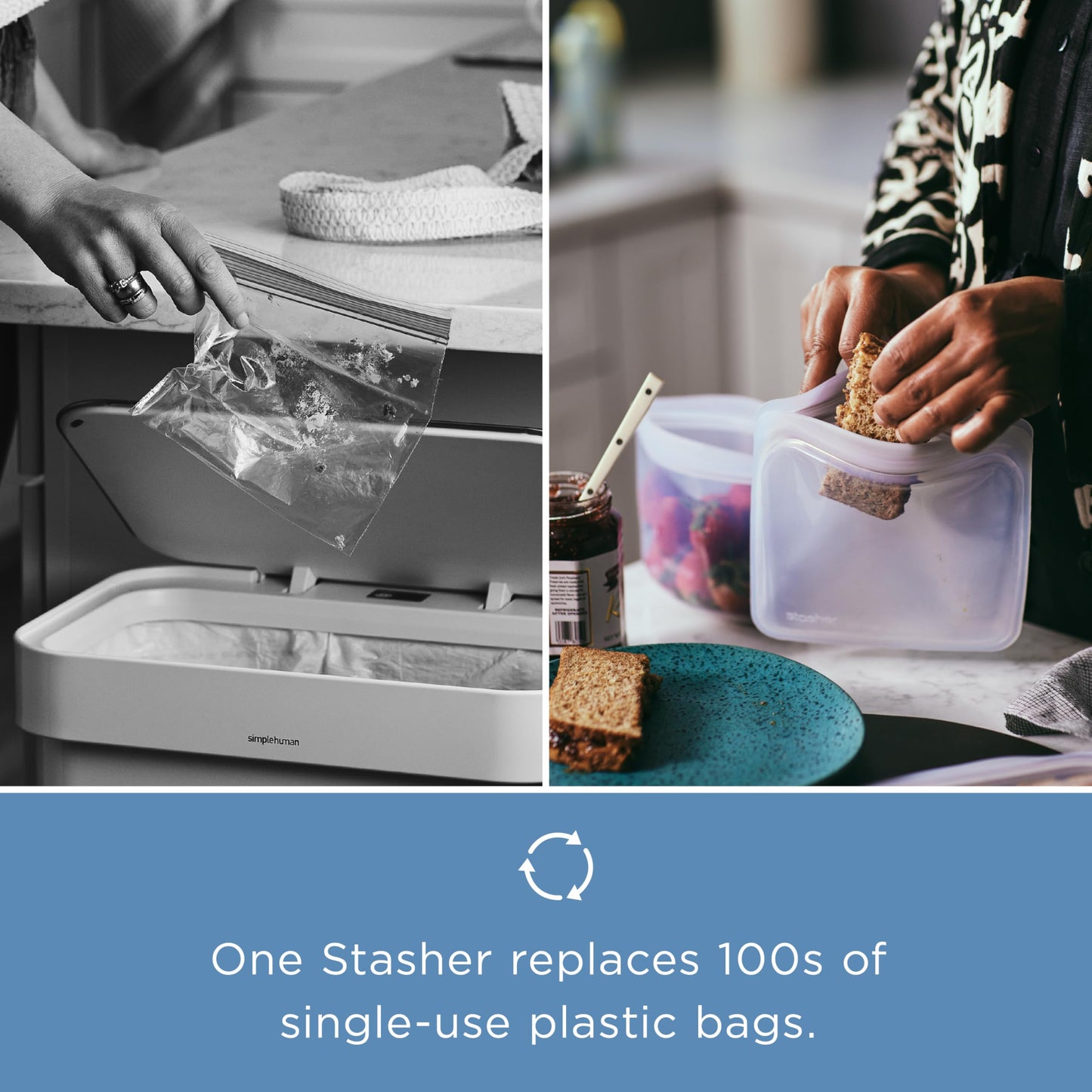 Stasher Silicone Reusable Storage Bag, Stand-Up Mega Bag, Reusable Freezer Bags, Microwave, Dishwasher, Oven Safe, Sous Vide, Premium Lunch Container, Eco Friendly, Food Storage Bags, 104 oz, Aqua
