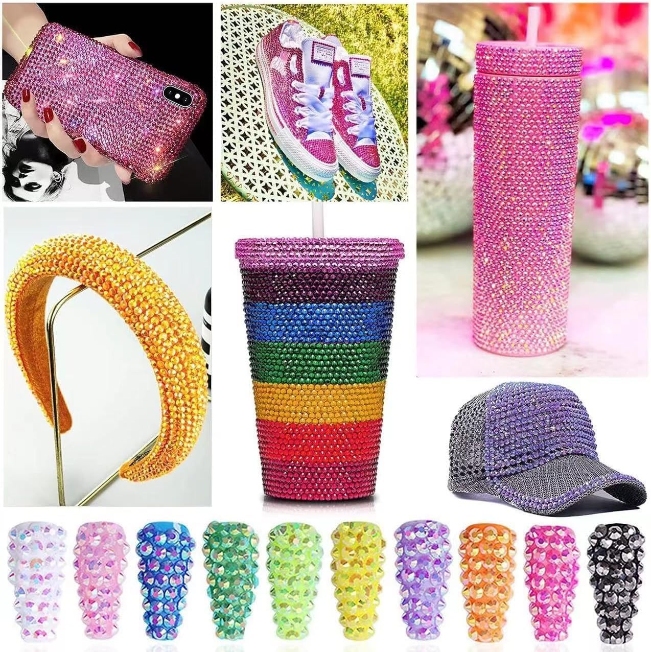 Black And White Rhinestones for Bedazzling With B7000 Glue, 2mm 3mm 4mm 5mm 6mm (SS8-SS30) Non-Hotfix Flatback Nail Gems Beads, Nail Crystals Diamond Kit for Bedazzle Crafting, Nails DIY Art