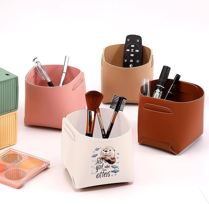 Sea Otter Makeup Brush Holder, Decorative Desk Organizer for Jewelry Pen Pencil Glasses Storage, Sea Otter Lovers Themed Gifts Stuff For Girls Teens Kids Women!