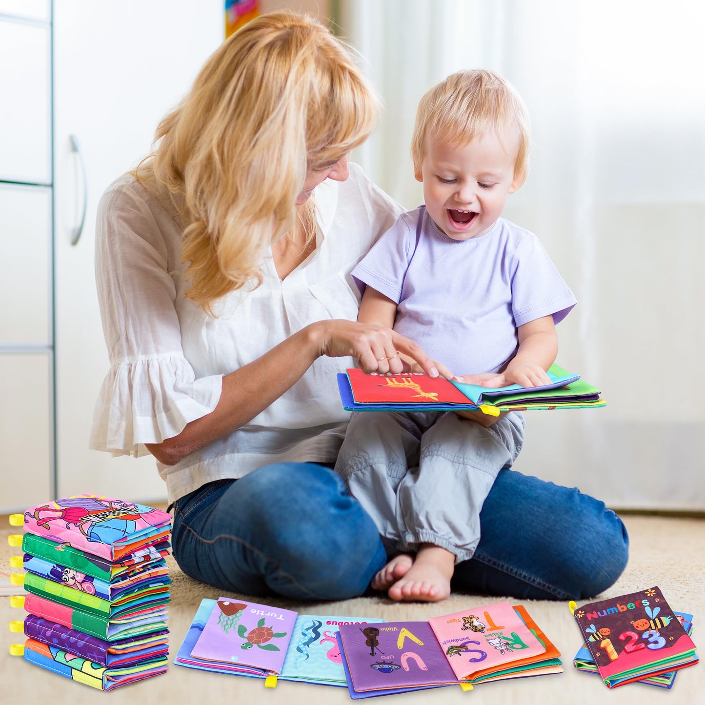 Baby Bath Books, Fabric Soft Baby Cloth Books, Early Education Toys, Waterproof Babies Book for Toddler, Newborn, Infants Perfect Shower Toys, Kids Bath Toys Toddler Gift (12PCS)