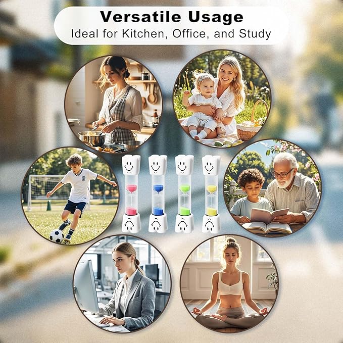 Toothbrush Timer for Kids 2 Minute Sand Timer Smile Pattern Tooth Brushing Sand Timer, Mini Hourglass Sand Clock Set for Kids Boys Girls Oral Hygiene Party Favors (Pack of 2)