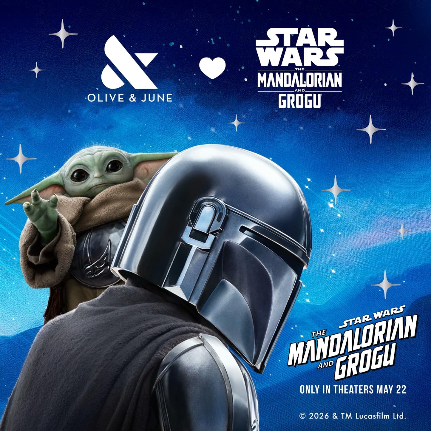 Olive & June Pressies Kids Press-On Nails (No Glue) | Star Wars: The Mandalorian & Grogu | 28 Fake Nails, 14 Sizes, 1 Nail File | Easy On-Off Mani Non-Toxic Tabs | XS/S, Round | Grogu + Mando = BFF