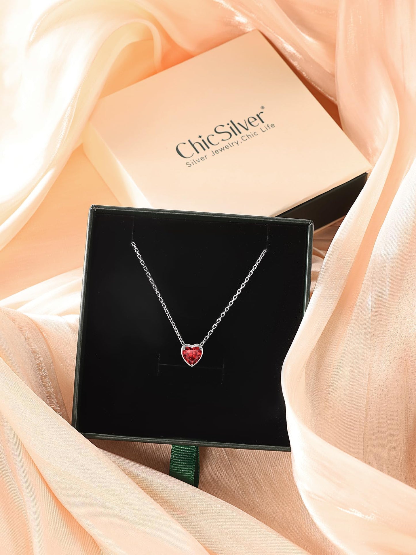 ChicSilver Amethyst Necklace February Birthstone Necklace 925 Sterling Silver Love Heart Purple Necklaces for Women