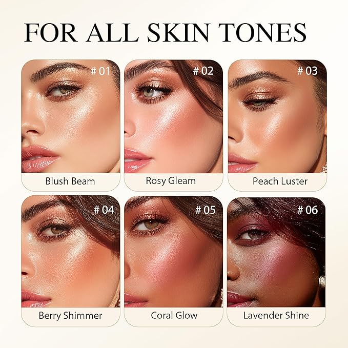 PHOFAY Luminous Blush Powder-Multi-Use Formula, Ultra-Fine & Smooth, Longer-Lasting Wear with Natural Luminous Glow (06#)