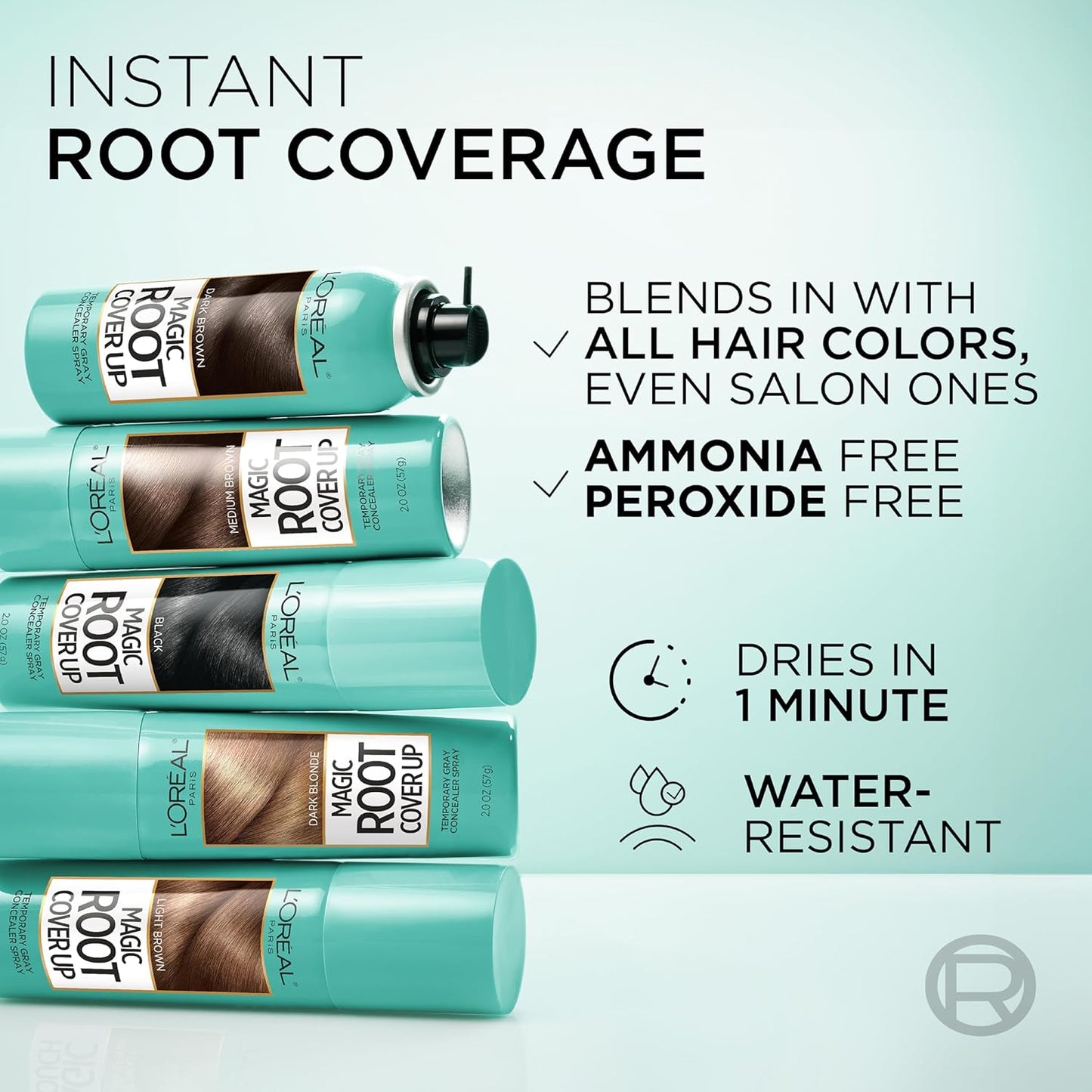 L'Oreal Paris Hair Color Root Cover Up Temporary Gray Concealer Spray, Light Brown, 2 Ounce