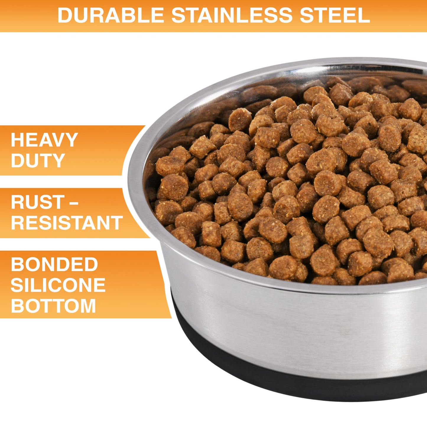 Neater Pet Brands Stainless Steel Dog Bowls with Non-Slip Rubber Bottom – 2 Cup (16 oz), Black - Set of 2 Heavy Duty Metal Dog Bowls, Dishwasher Safe, Food or Water Bowl, Ideal for Small Dogs & Cats