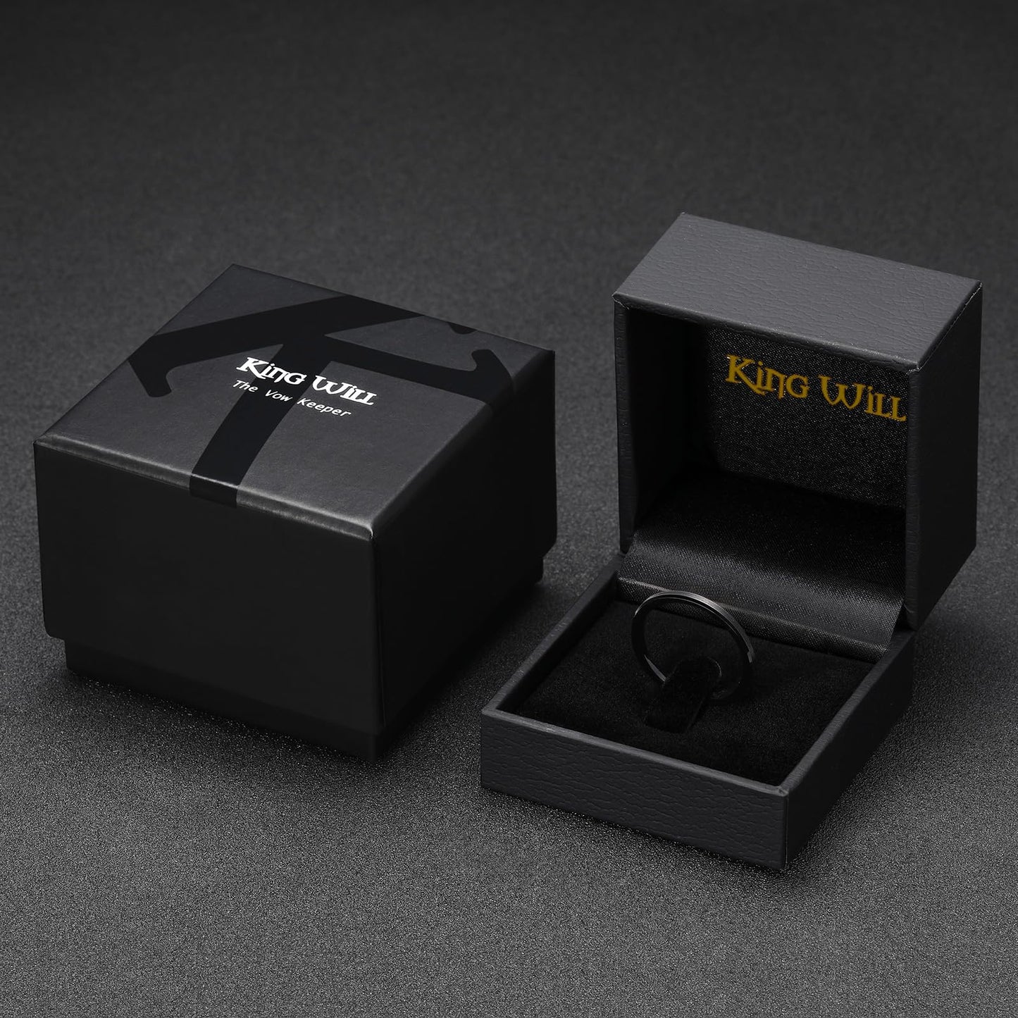 King Will 2mm Black Tungsten Men's Wedding Band - Brushed Matte Finish, Beveled Polished Edge, Comfort Fit Size 9
