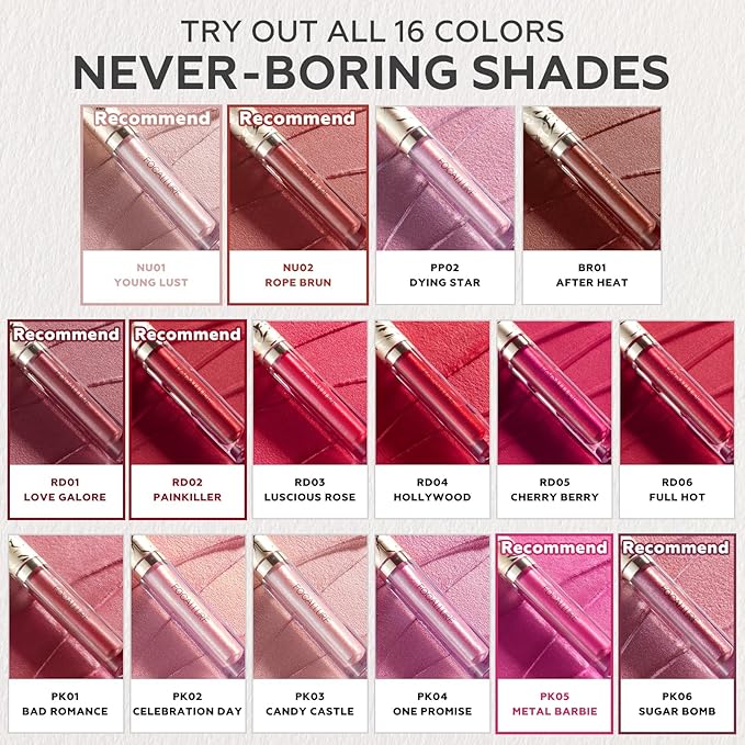 FOCALLURE Metallic Liquid Lipstick,Non Stick Cup Lip Gloss,High Impact Lip Color with Transfer-proof Wear,Long Lasting & Waterproof Lipstick Makeup for Women,After Heat