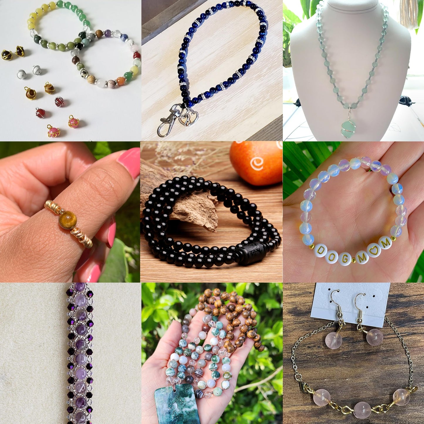 NUKAYAI Natural Black Line Rhodolite Stone Beads 100Pcs 8mm Crystal Beads Loose DIY Round Stone Bead for Bracelet Necklace Earrings Making
