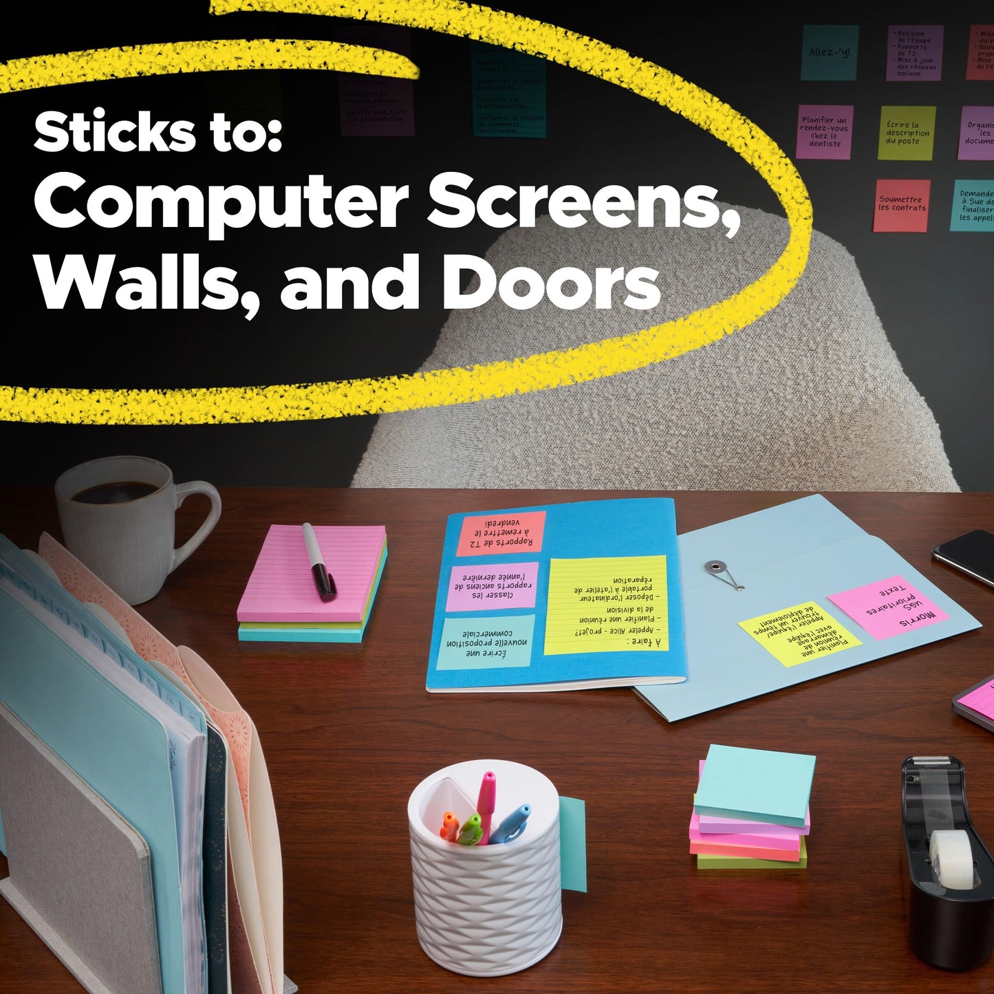 Post-it Super Sticky Notes, 15 Sticky Note Pads, Multi-Size., School Supplies, Office Products, 2X the Sticking Power, Supernova Neons Collection