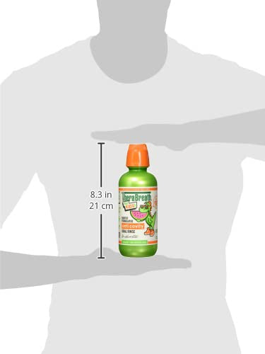 TheraBreath Kids Organic Wacky Watermelon Mouthwash with Fluoride, Anticavity, Dentist Formulated, 16 Fl Oz (Pack of 2)