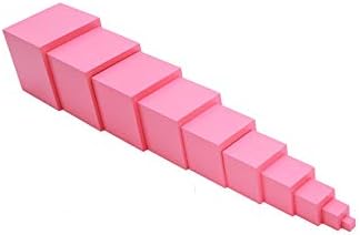 Adena Montessori Wonderfully Sensorial Teaching Toys for Children 2 3 Years Old - Montessori Small Pink Tower 0.7-7cm