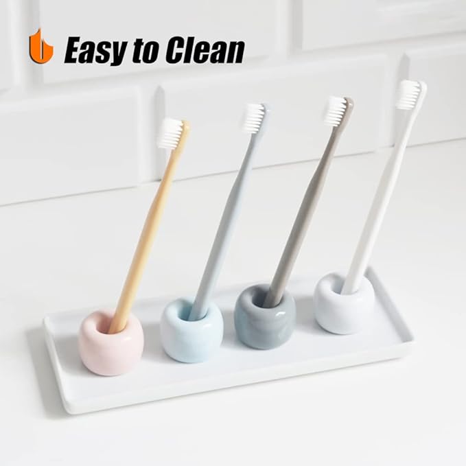 Urbanstrive Sleek Mini Ceramics Toothbrush Holder Stand for Bathroom Vanity Countertops (Yellow 1-Pack)