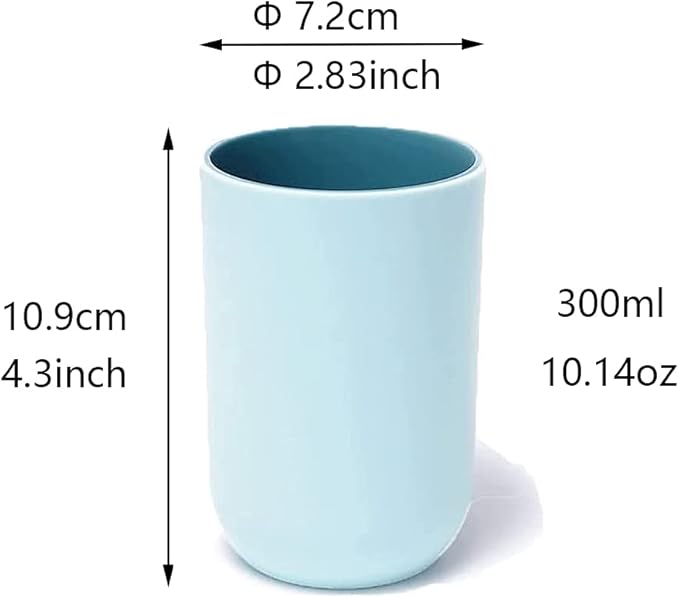 Unbreakable Reusable Drinking Cups Set of 2 Colors, Plastic Toothbrush Cup Tumblers 300 ml/10.5 oz, Dishwasher Safe (Light blue & Light gray)