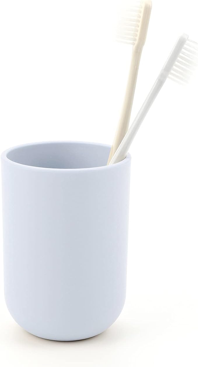 Toothbrush-Holder-Cup,Bathroom-Cup,Tooth-Brushing-Tumbler-Drinking-Teeth-Cup,Toothpaste-Countertop-Organizer,Rinse-Cup,Plastic 350ml (Blue Grey)