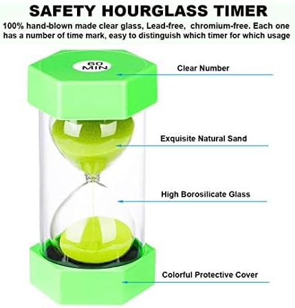 Sand Timer 5 Minute Hourglass Timer, Plastic Sand Clcok 5 Minutes, Big Green Sand Watch 5 Min, Hour Glass Colorful Sandglass Timer for Kids, Games, Classroom, Kitchen, Decorative