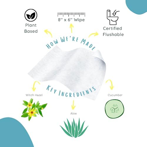Stall Mates Wipes Witch Hazel: Flushable Wipes | Individually Wrapped | Travel Friendly | Soothing Witch Hazel | Unscented with Cucumber, Aloe and Chamomile | (90 on-the-go singles) BULK PACK