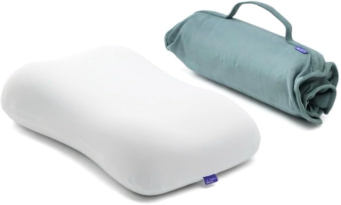 Cushion Lab Travel Deep Sleep Pillow – Compact Memory Foam Neck Pillow for Sleeping, Portable Pillow for Hotels, Camping, Side & Back Sleepers, On-The-Go – Wellness Green