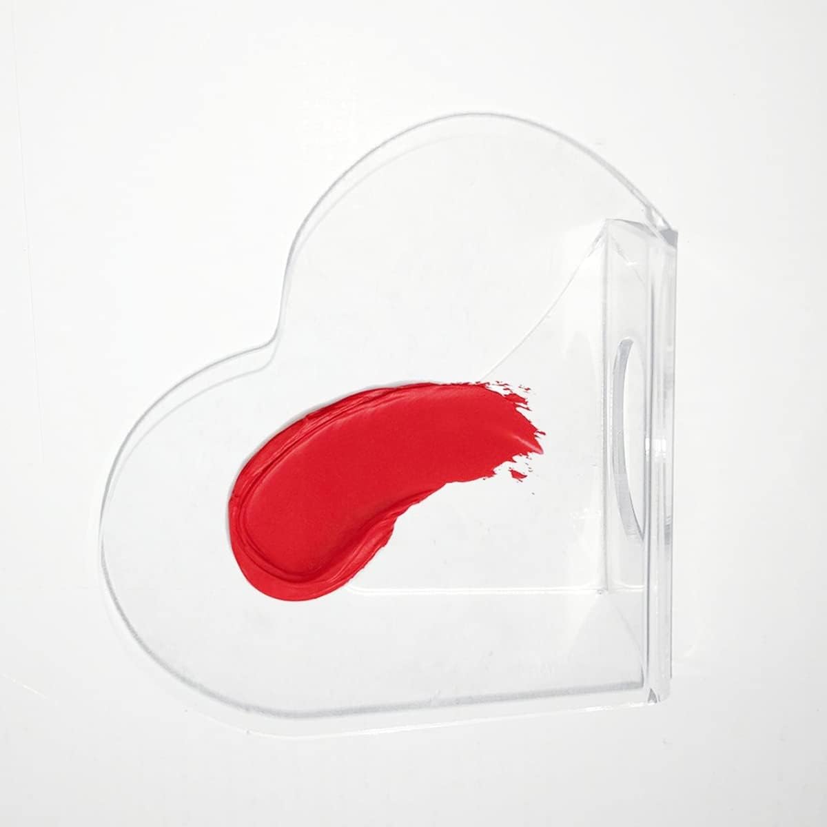 3Pcs Clear Handheld Acrylic Palette Heart Shaped Acrylic Nail Color Palette Handheld Makeup Mixing Palette Foundation Mixing Tray Cosmetic Palette for Lipstick Eyeshadow Foundation Color Blending