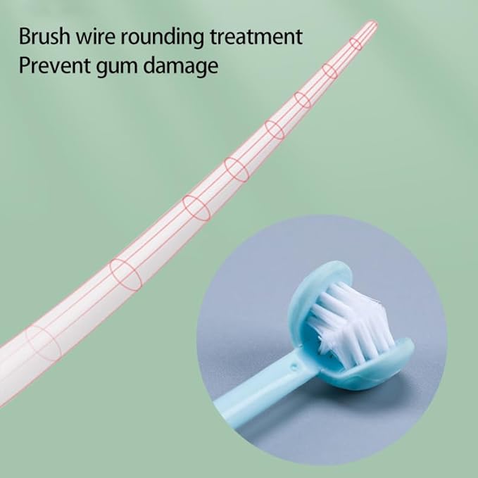 3 Sided Autism Toothbrush Three Bristles for Special Needs Adult Soft Bristles Soft and Gentle for Complete Tooth and Gum Care (Green 1PCS)