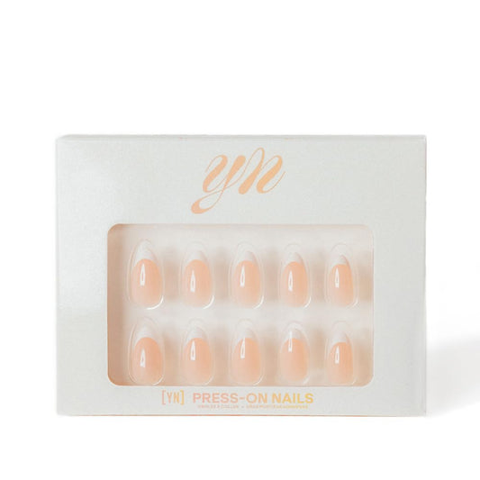 YN Young Nails Press On Nails - Glue On Fake Nails for Women,Medium Oval Shape, Includes Nail Glue, File, Tabs, Quick and Easy Application (Pretty in French)