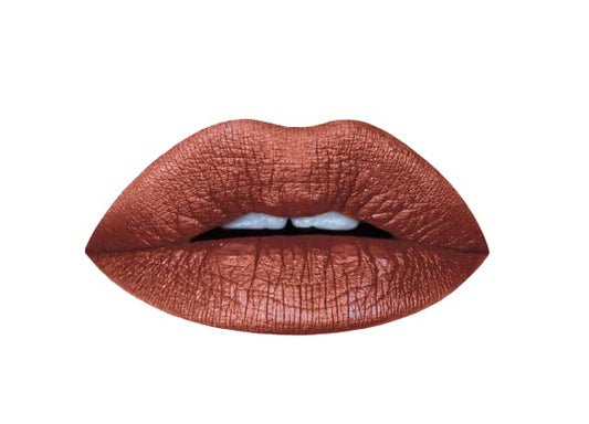 Aromi Metallic Liquid Lipstick | Chocolate Brown, Mahogany Bronze, Shimmery Finish, Vegan, Cruelty-free, Long-Lasting, Waterproof, Handmade (Teddy Bear)