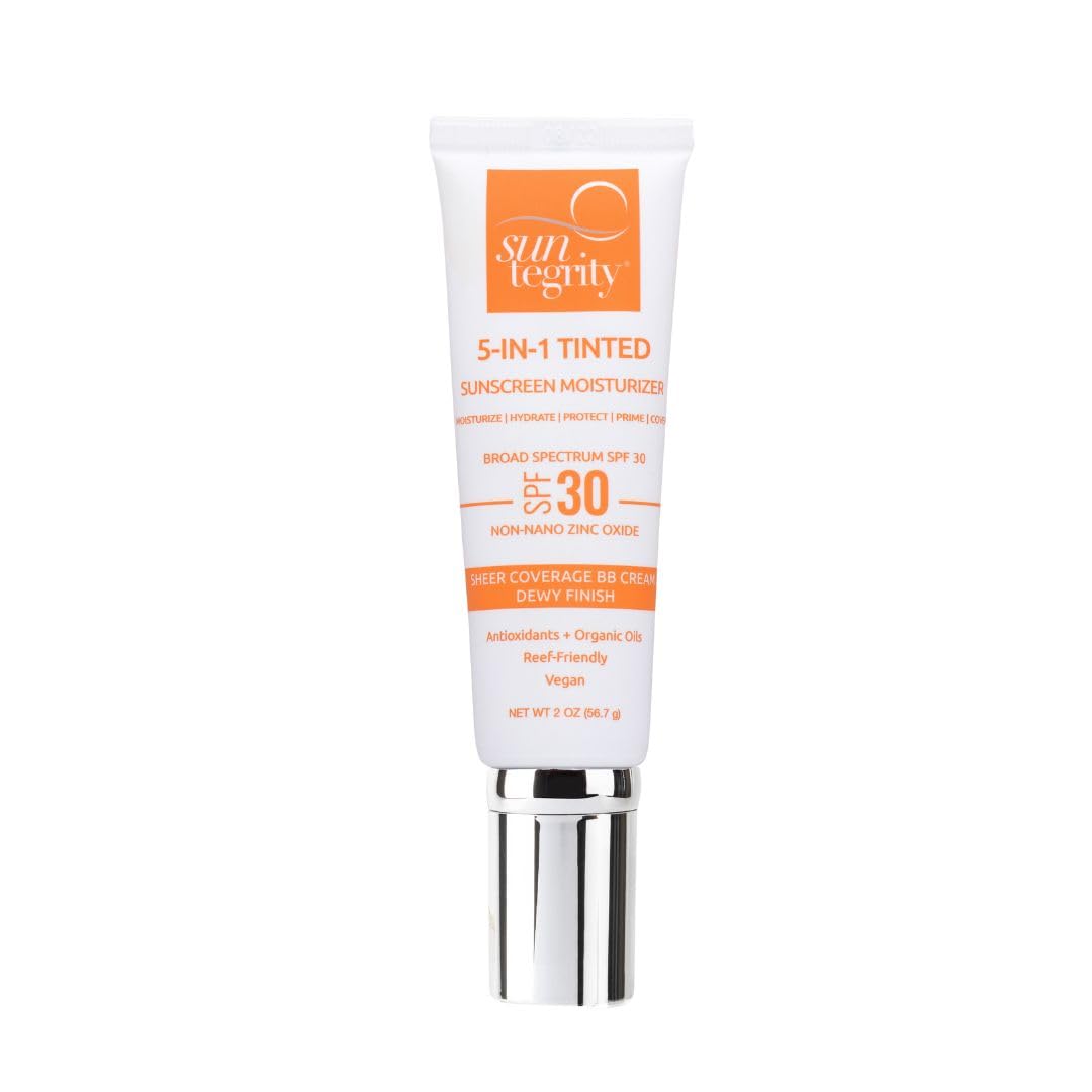 Suntegrity 5 in 1 Tinted Mineral Sunscreen for Face (SPF 30-2 oz) - Fair | BB Cream Moisturizer with Physical UVA/UVB Broad Spectrum Protection | Safe for Sensitive Skin